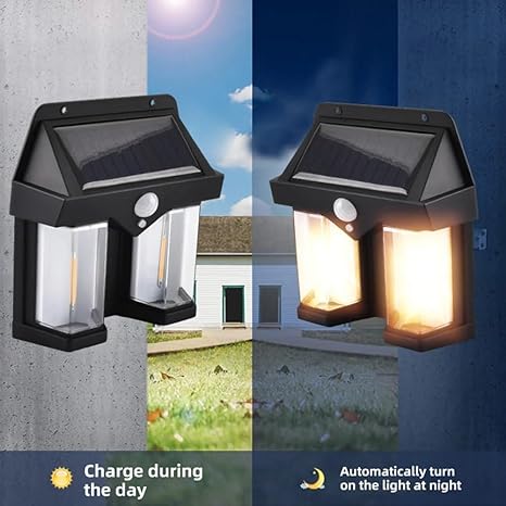 Double Tungsten Solar Wall lamp With Motion Sensor & Water Proof