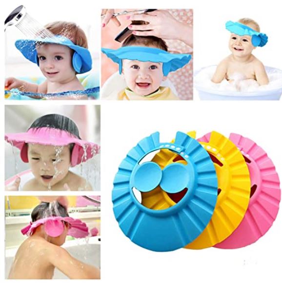 Baby Shower Cap With Ear Protector (Random Color)