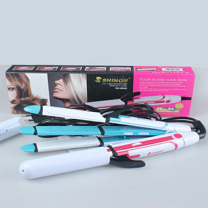 Shinon 4 In 1 Professional Hair Straightener, Curler And Crimper With Cover