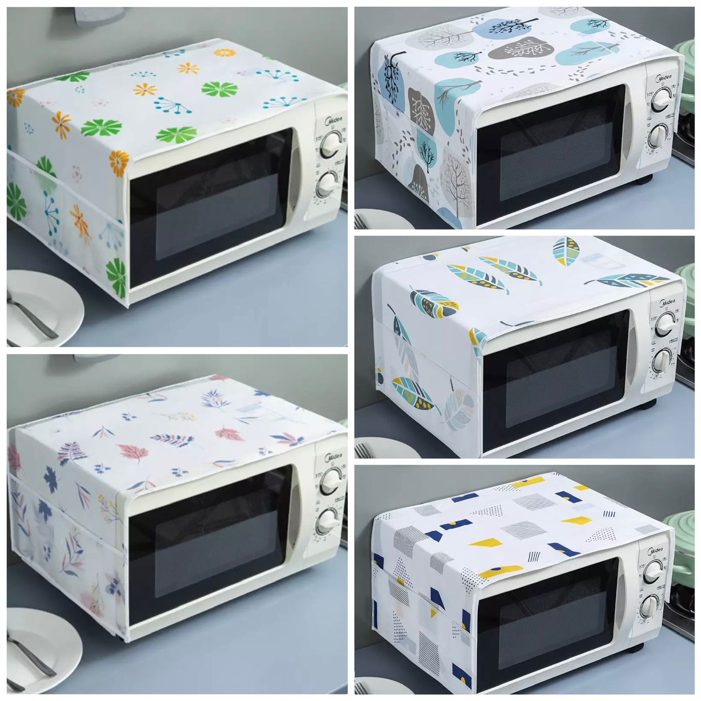 Oven Cover Kitchen Microwave Cover Waterproof Oil Dust Double Pockets Microwave Cover Oven Cover (Random Design) (Copy)