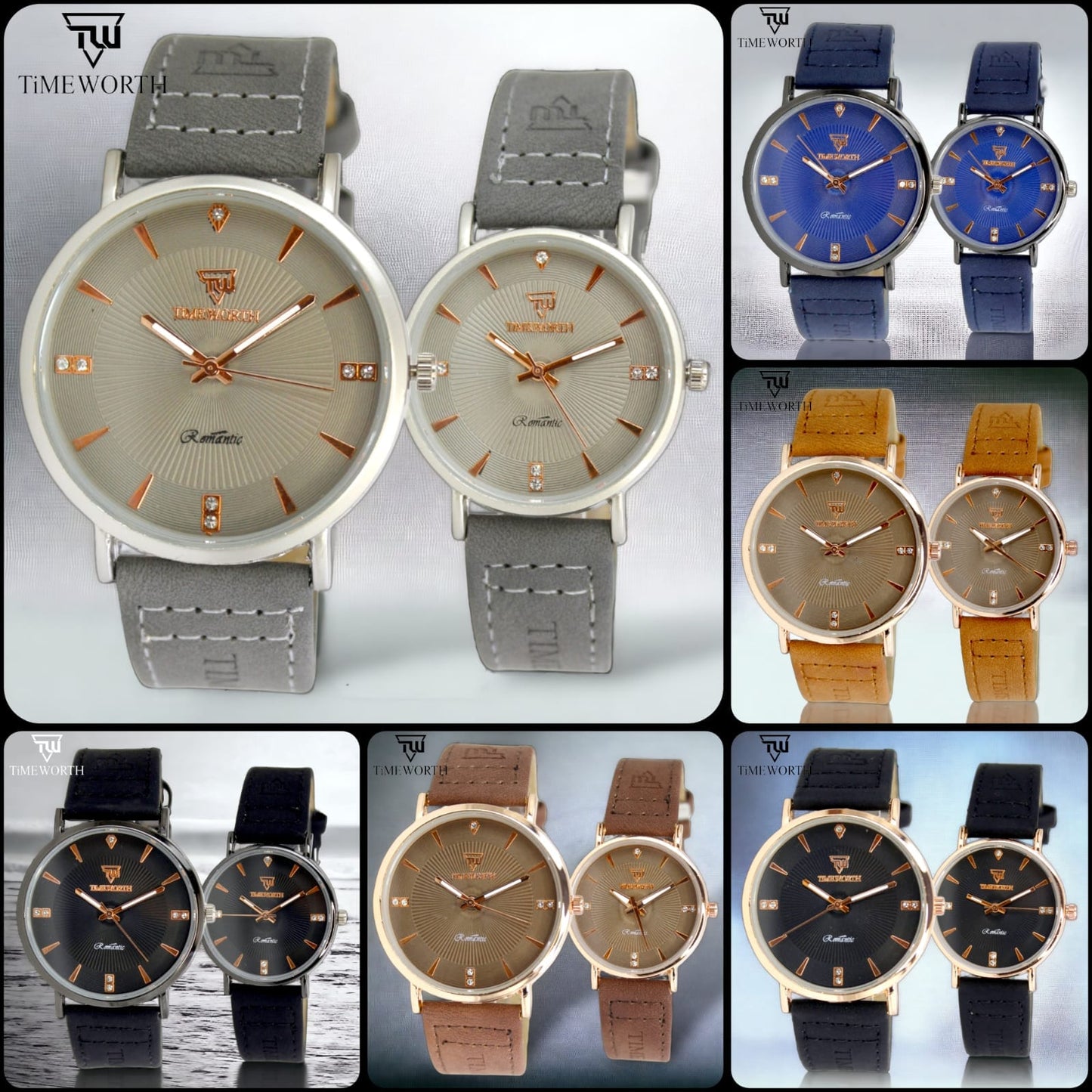 Timeworth Round Dial Stylish Pair Watch