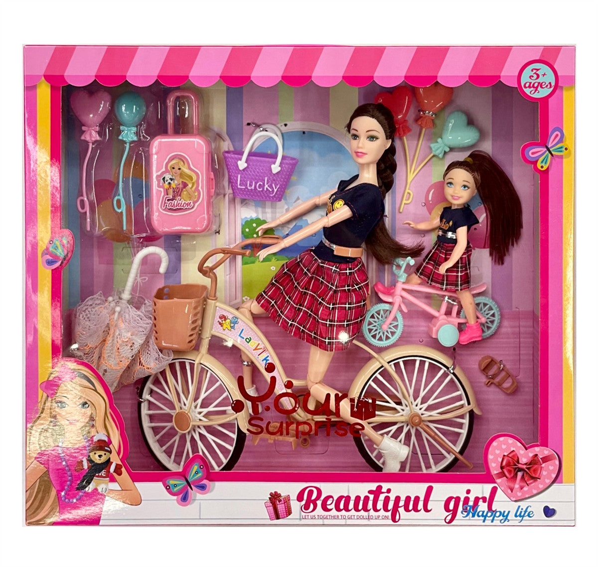 Doll With Bicycle Play Set For Kids