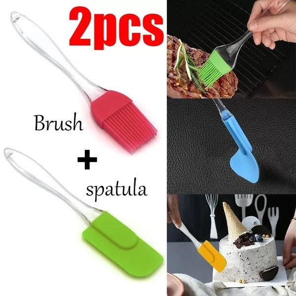 Pack Of 2 - Large Spatula &amp; BBQ Oil Brush