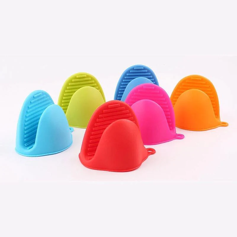 Silicone Heat Resistant Gloves Clips Insulation Non Stick Anti-slip Pot Bowel Holder Clip Cooking Baking Oven Mitts - Pair (Random Color)