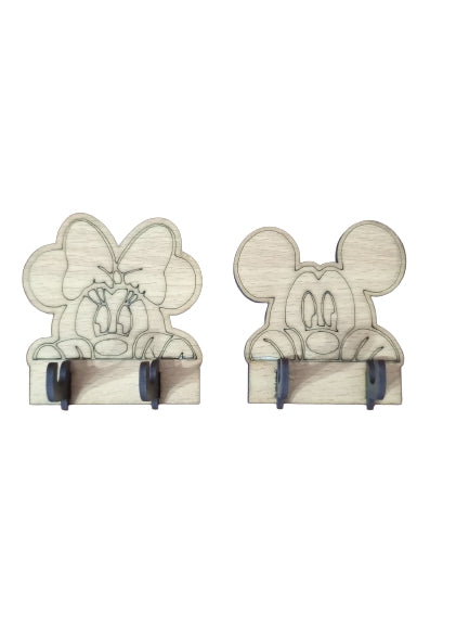 Mickey mini key holder MDF Wood material (pair)