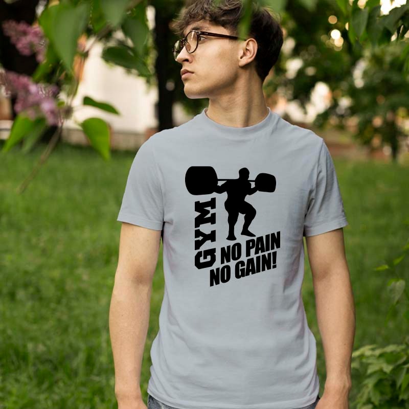 Gym No Pain No Gain Printed Tshirt For Mens