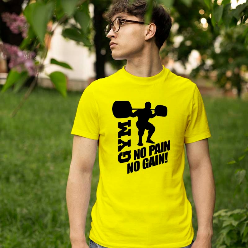 Gym No Pain No Gain Printed Tshirt For Mens