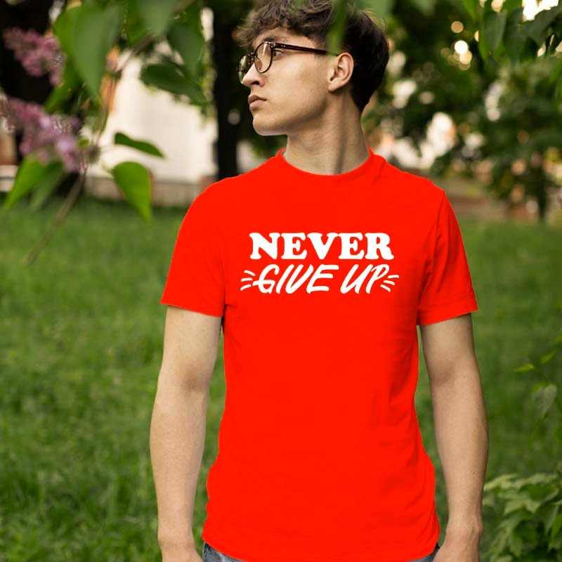 Never Give Up Printed Tshirt For Mens