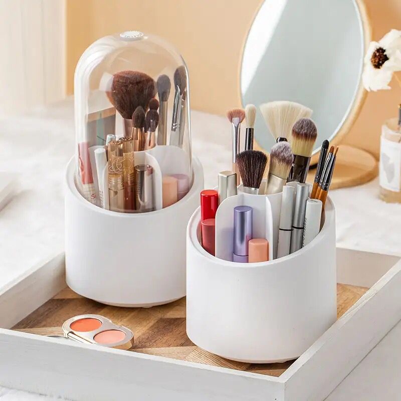 Brush Container Makeup Brush Holder Dust-proof Rotating Plastic Lipstick Eyebrow Pencil Vanity Supplies