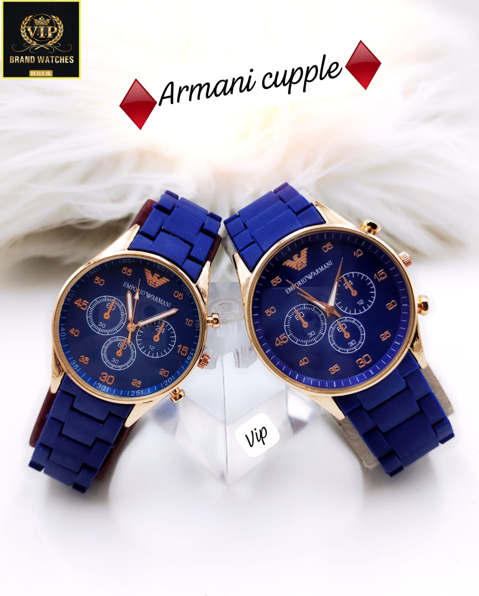 Emporio Armani Stylish Rubber Chain Couple Watch
