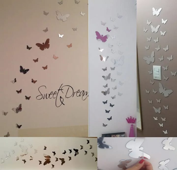 Butterfly acrylic mirror wall stickers 25pc set