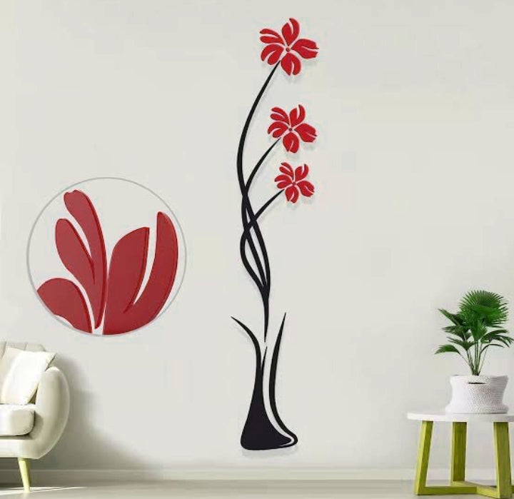 Flower vase wall stickers