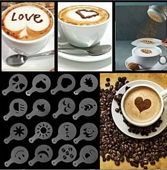 Pack Of 16 Silicone Coffee Art Stencil