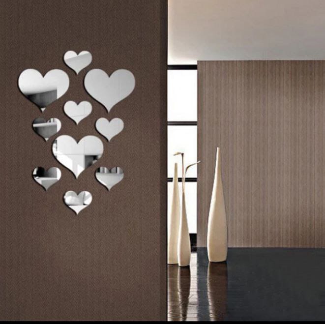 Acrylic Mirror Wall Stickers   ( Heart Shaped )